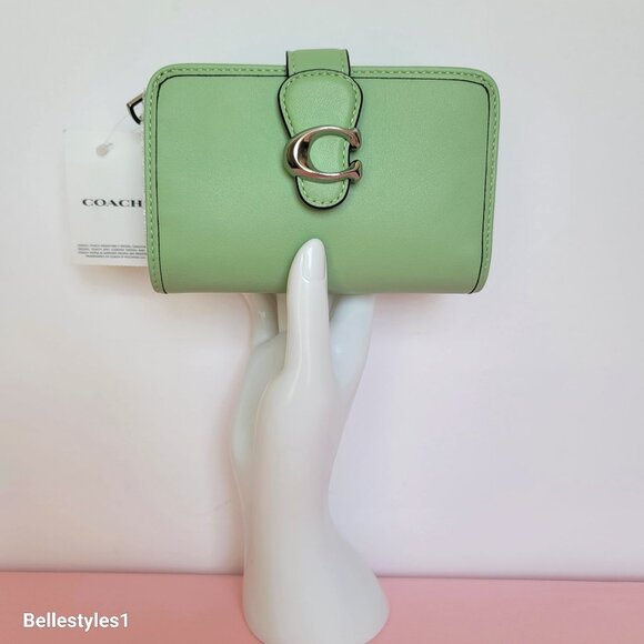 COACH Tabby Smooth Leather Medium Bifold Wallet – Pale Pistachio color